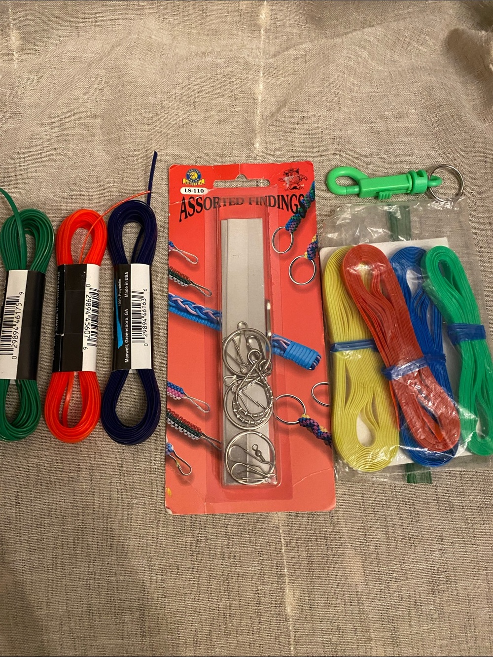 Plastic lacing and hardware for making key chain’s, bracelets, zipper pulls
